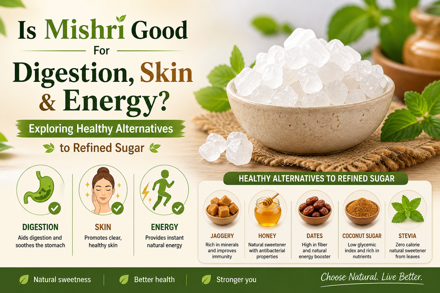 Is Mishri Good For Digestion, Skin & Energy? Exploring Healthy Alternatives to Refined Sugar
