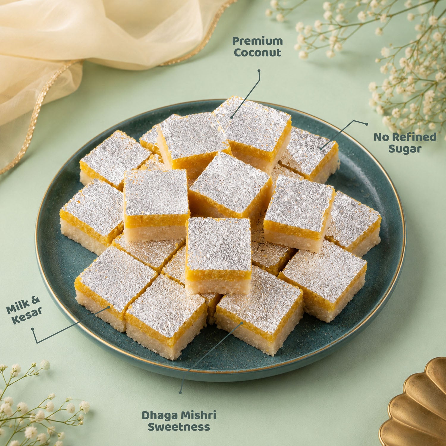 Nariyal Barfi Mishri Kesar