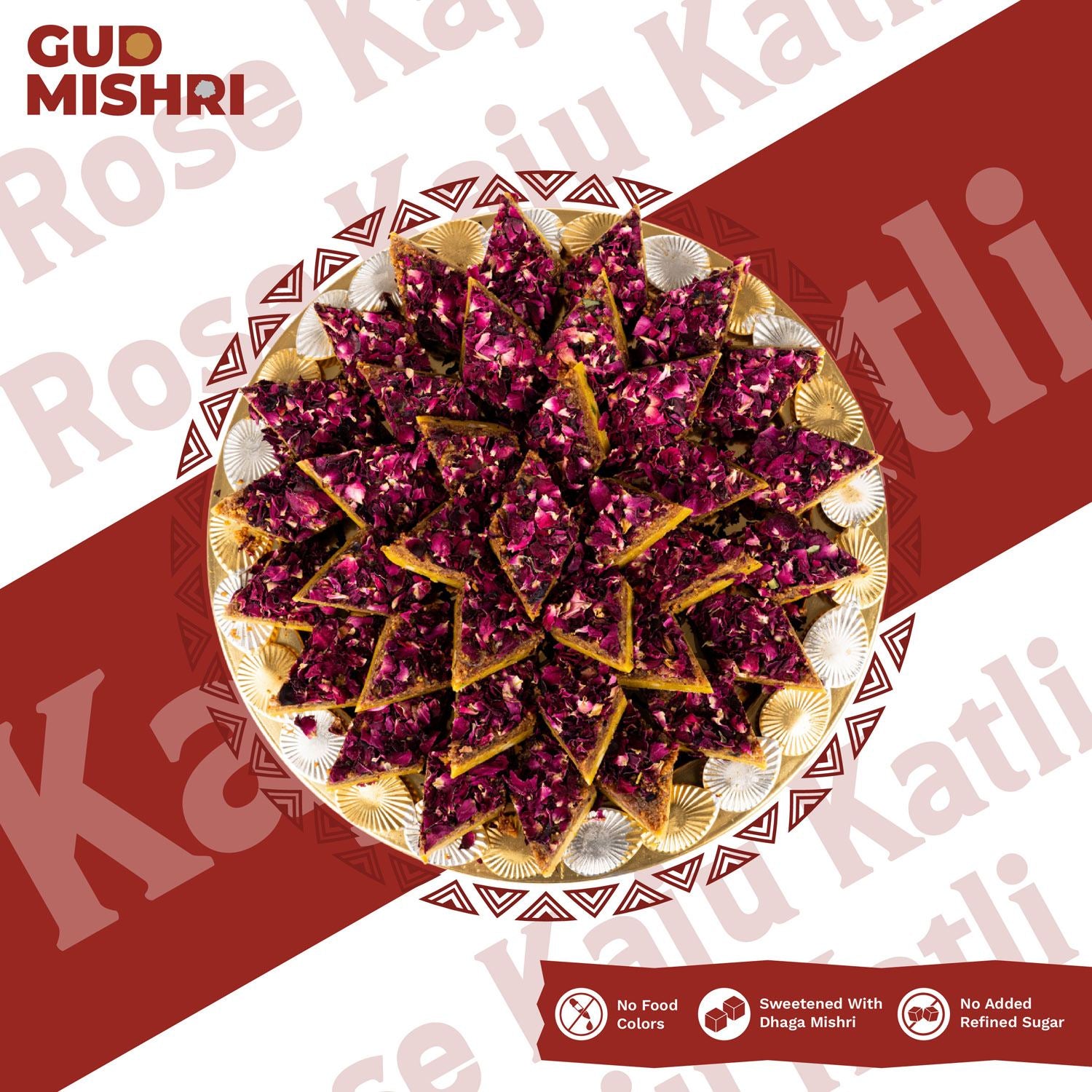 Rose Kaju Katli - Gud Mishri