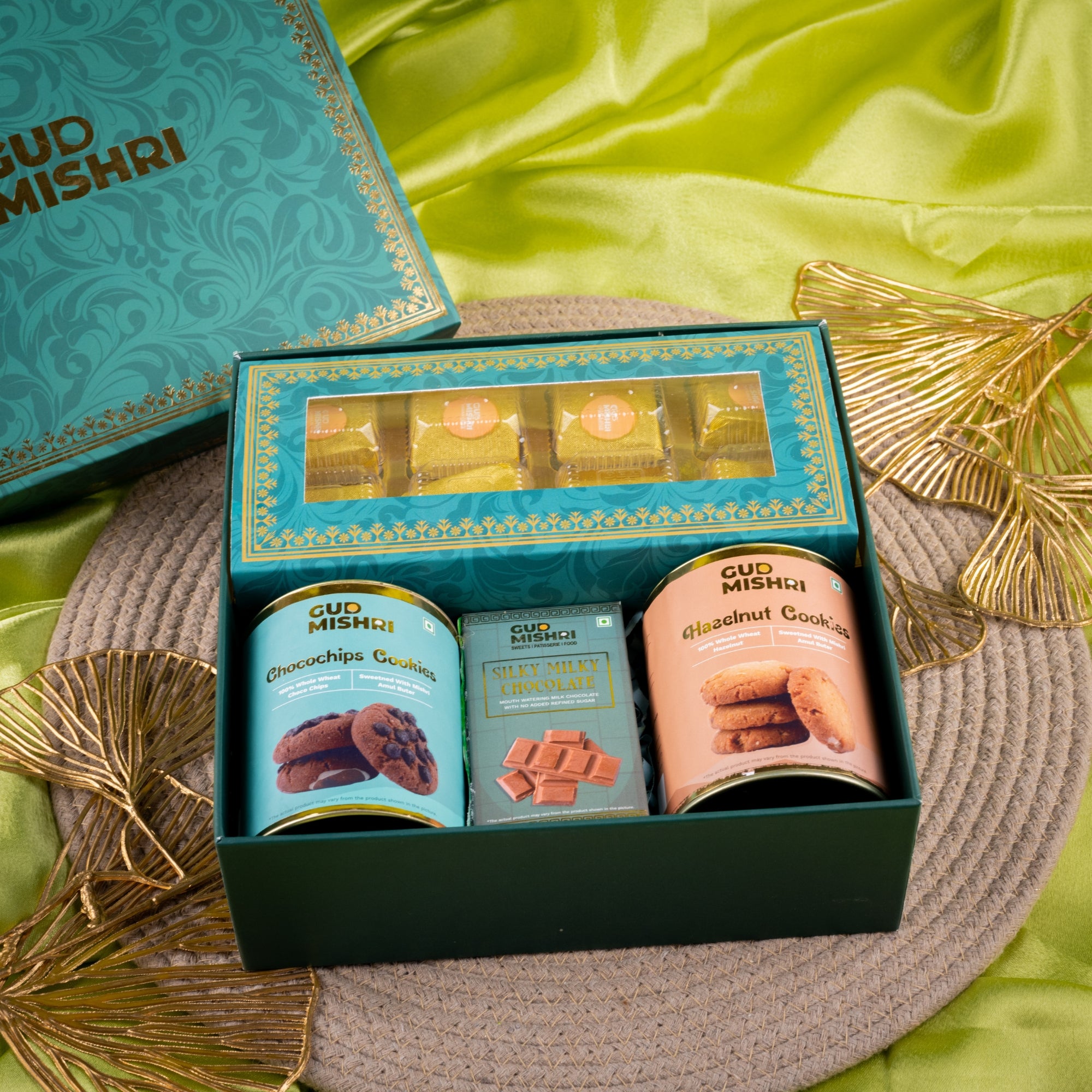 Dry Fruit Gifting Combo | Chana Badam, Chocochip Cookies, Methi Mathri, Chocolate Bar, - Gud Mishri