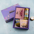 Gud Mishri Diwali Gift Hamper - AP01 | Rose Kaju Katli MAP Box 200gm, Methi Mathri 100gm, Kaju pouch 70gm, Kismis pouch 70gm, Chocolate 25gm| Premium Festive Gift Box - Gud Mishri