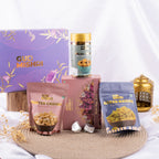 Gud Mishri Diwali Gift Hamper - AP01 | Rose Kaju Katli MAP Box 200gm, Methi Mathri 100gm, Kaju pouch 70gm, Kismis pouch 70gm, Chocolate 25gm| Premium Festive Gift Box - Gud Mishri