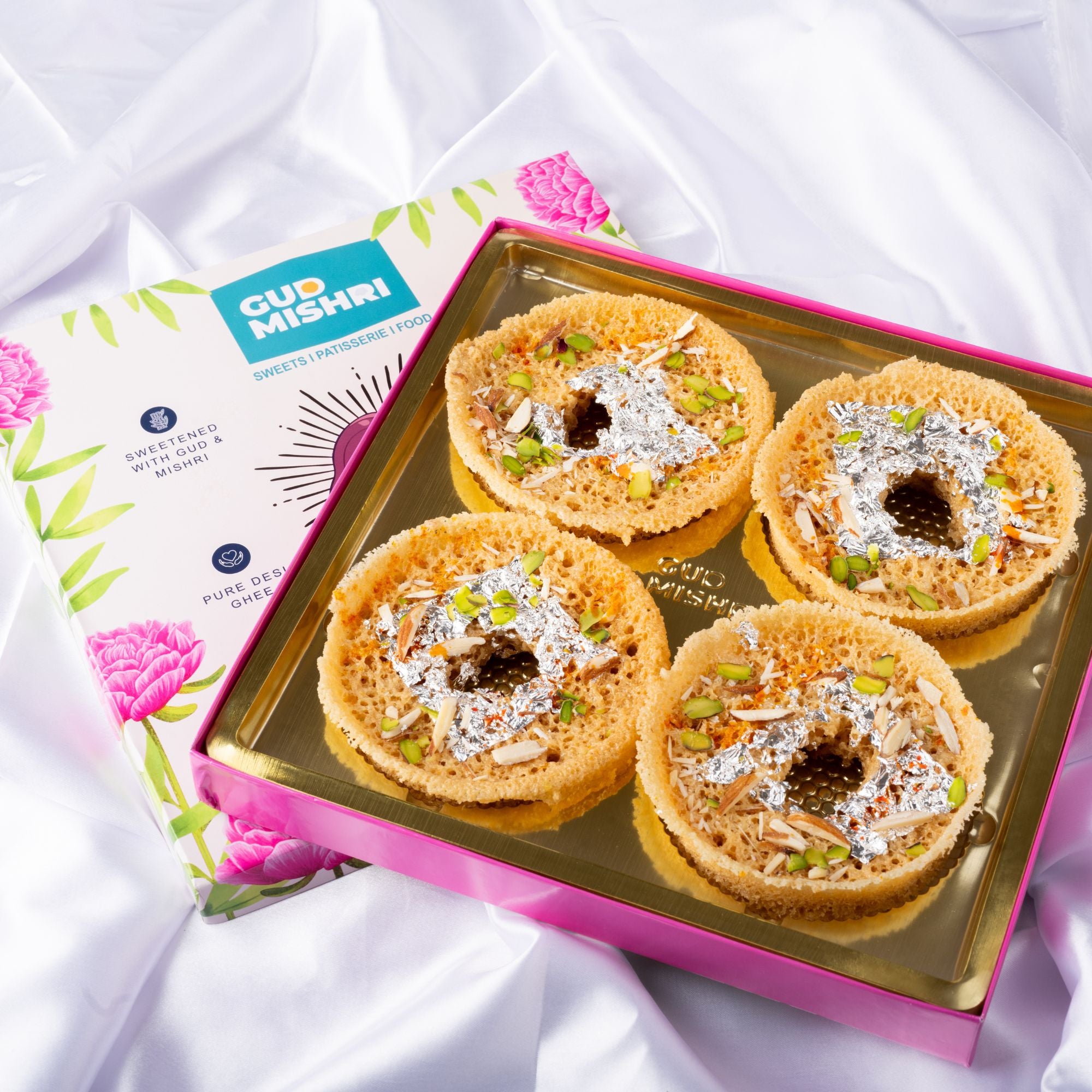 Whole Wheat Mini Mishri Chasni Ghewar - Gud Mishri