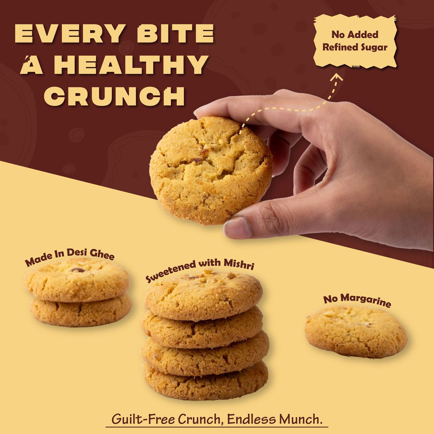 Big Besan Cookies (360gm) - Gud Mishri
