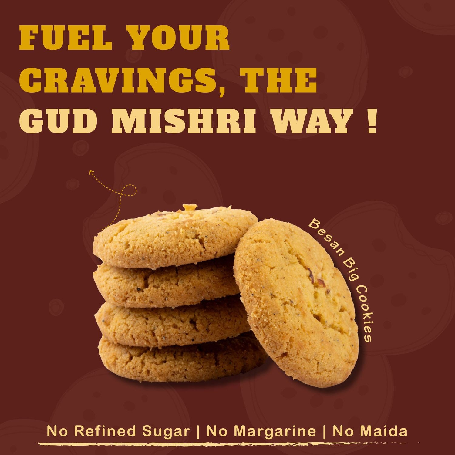 Big Besan Cookies (360gm) - Gud Mishri