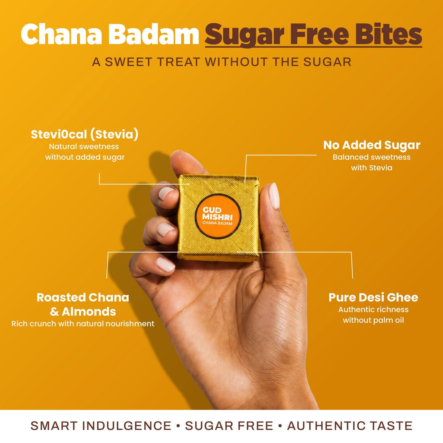Chana Badam Barfi (Sugar-Free) - Gud Mishri