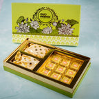 Gud Mishri Diwali Gift Hamper - BB01 | Chana Badam Mithai 225gm, Raisins 70gm, Mix Nuts 70gm | Premium Festive Gift Box - Gud Mishri