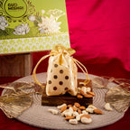 Gud Mishri Diwali Gift Hamper - BB01 | Chana Badam Mithai 225gm, Raisins 70gm, Mix Nuts 70gm | Premium Festive Gift Box - Gud Mishri