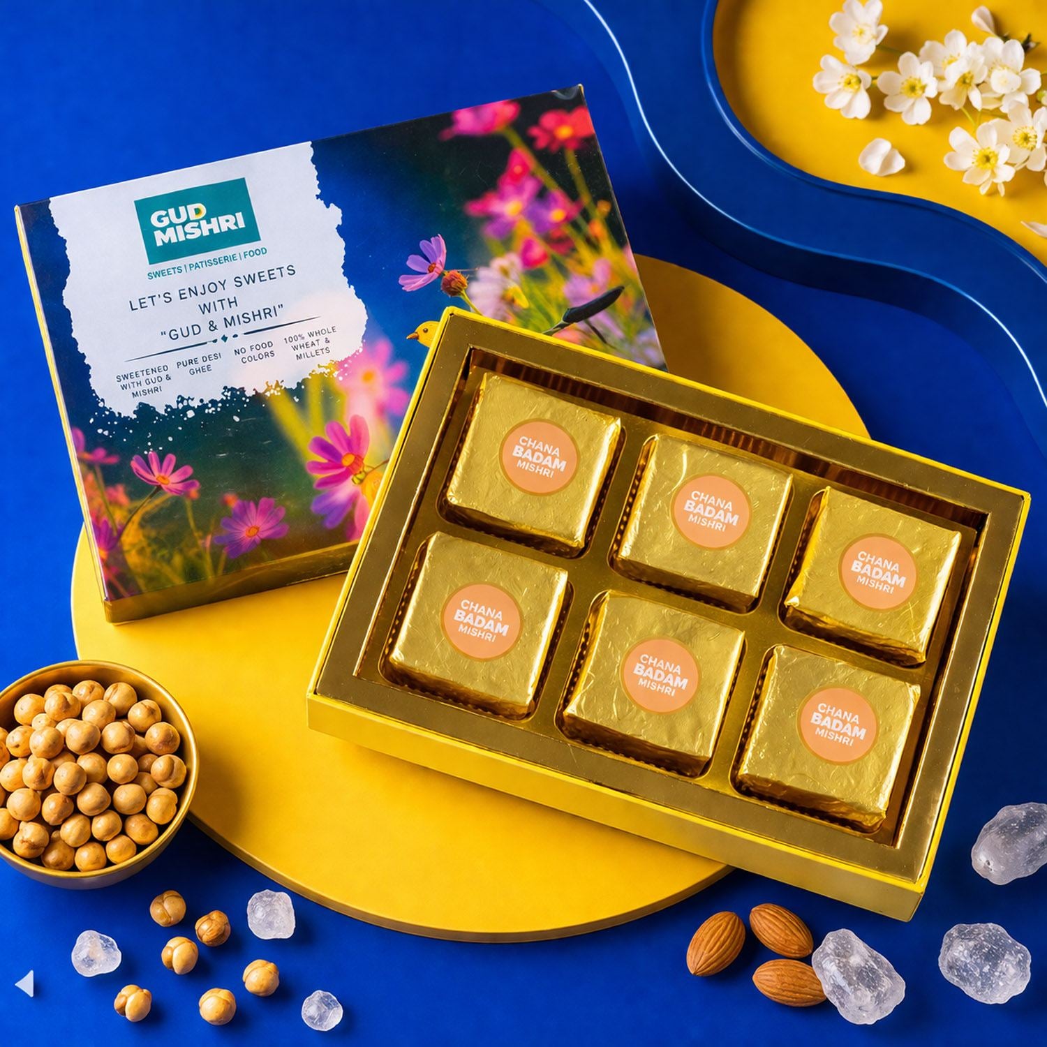 Chana Badam Bite Boxes - Gud Mishri