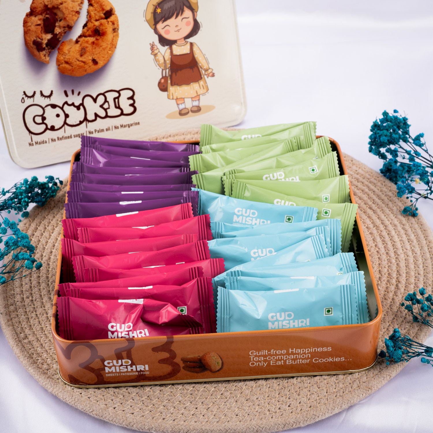 Assorted Premium Mini Cookies Tin Box [TBC] - Gud Mishri