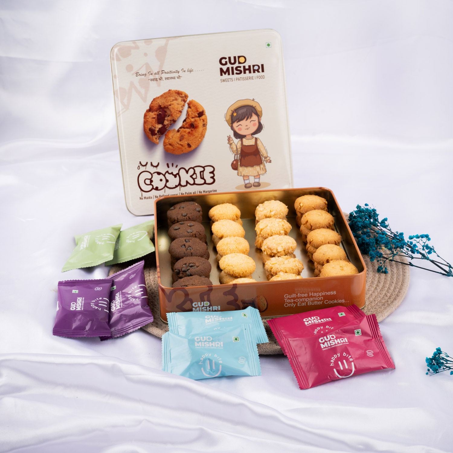 Assorted Premium Mini Cookies Tin Box [TBC] - Gud Mishri