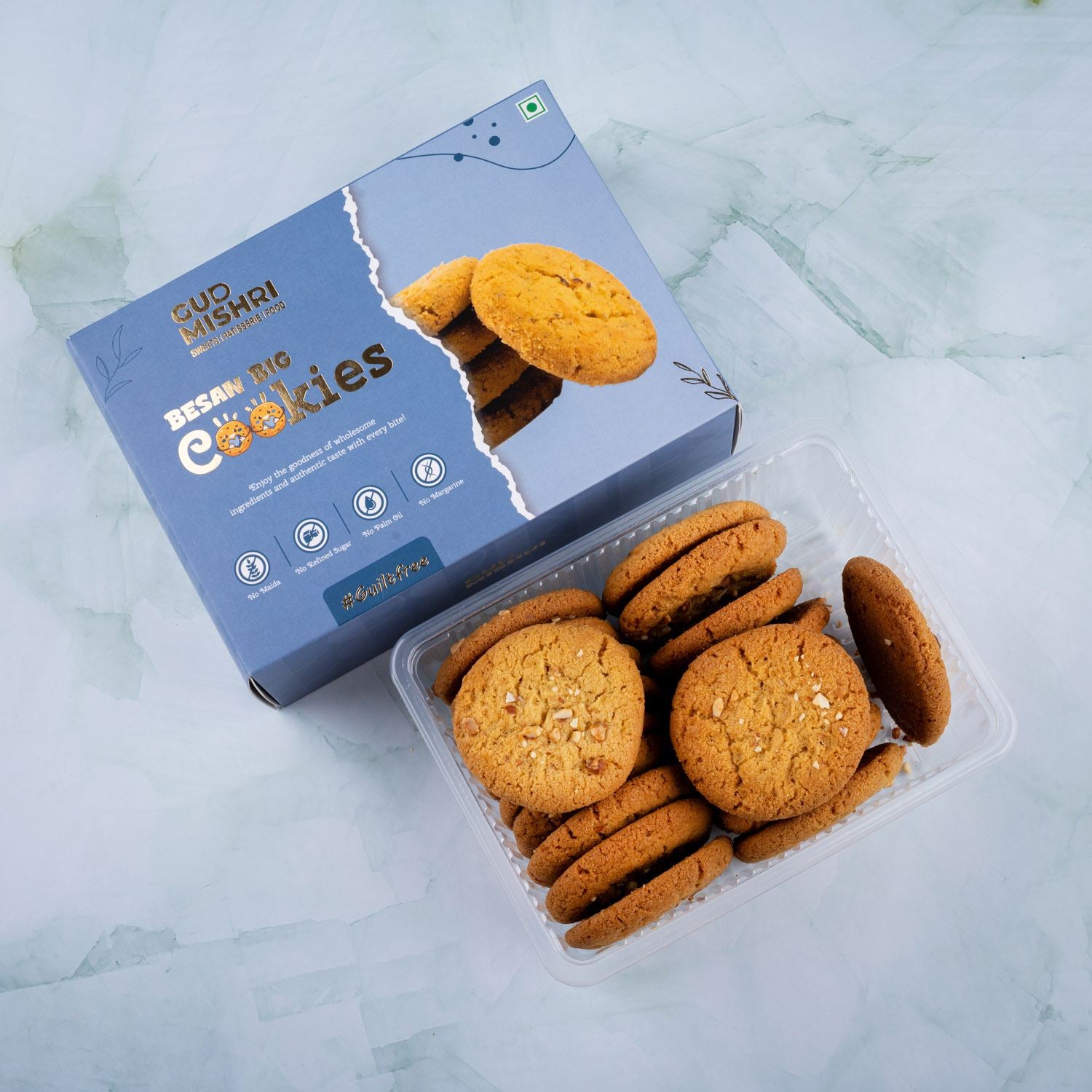 Big Besan Cookies (360gm) - Gud Mishri