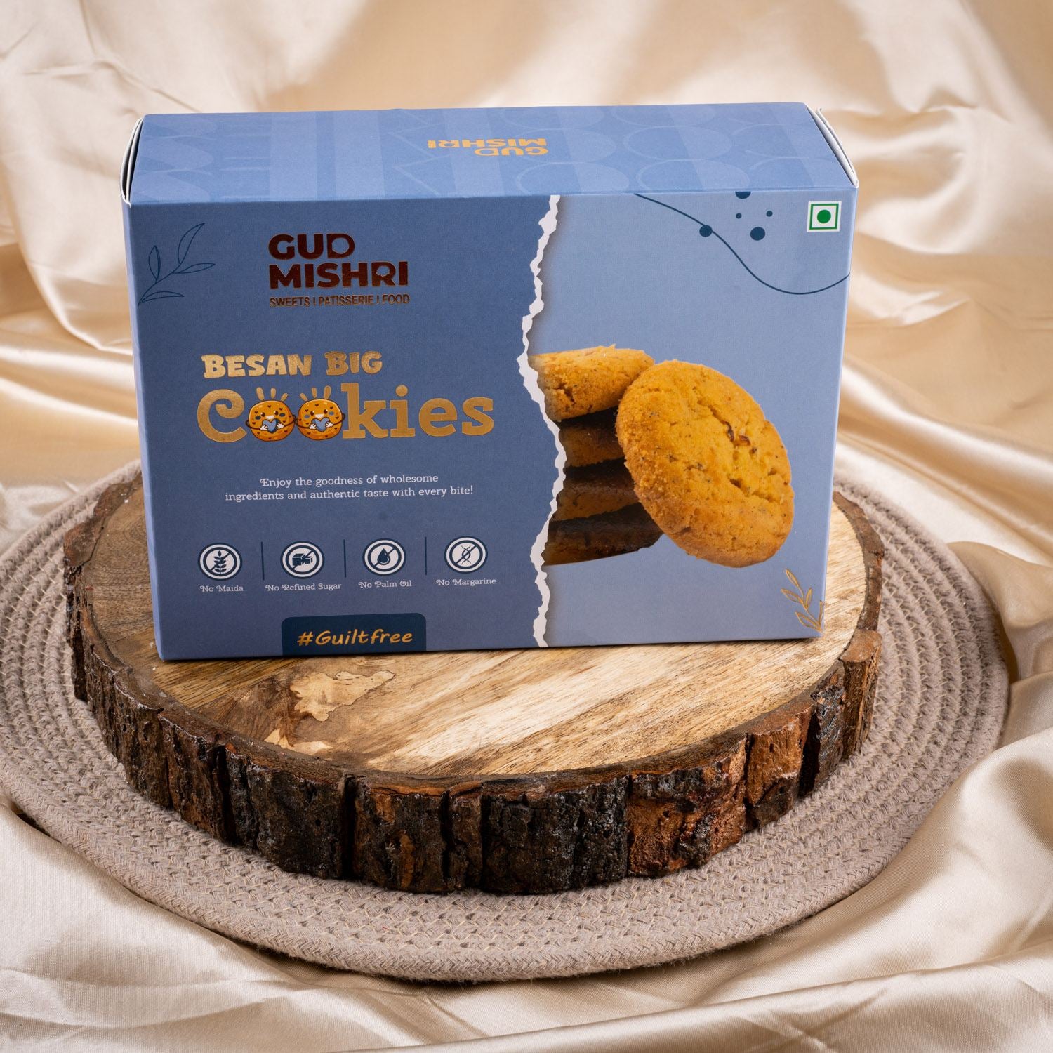 Big Besan Cookies (360gm) - Gud Mishri