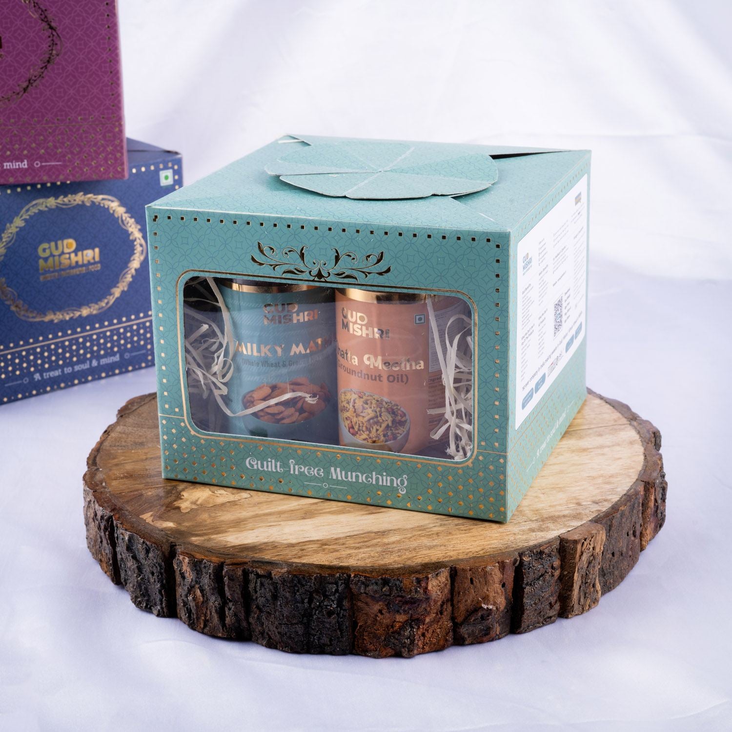 Gift Box - MD | Bikaneri Bhujia, Milky Mathri, Khatta Mitta, Methi Mathri, Aata Gud Petha - Gud Mishri