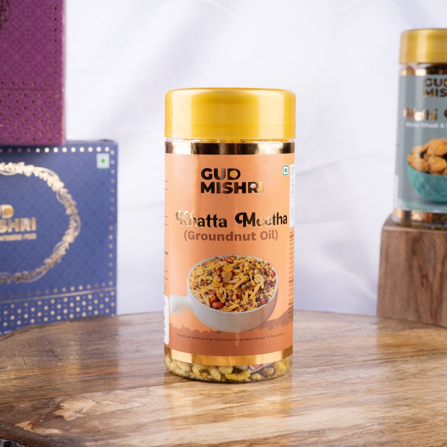 Gift Box - MD | Bikaneri Bhujia, Milky Mathri, Khatta Mitta, Methi Mathri, Aata Gud Petha - Gud Mishri