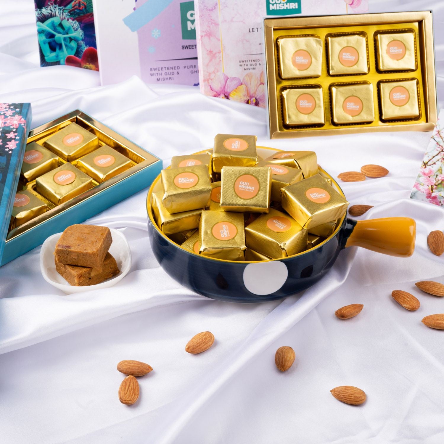 Chana Badam Bite Boxes - Gud Mishri