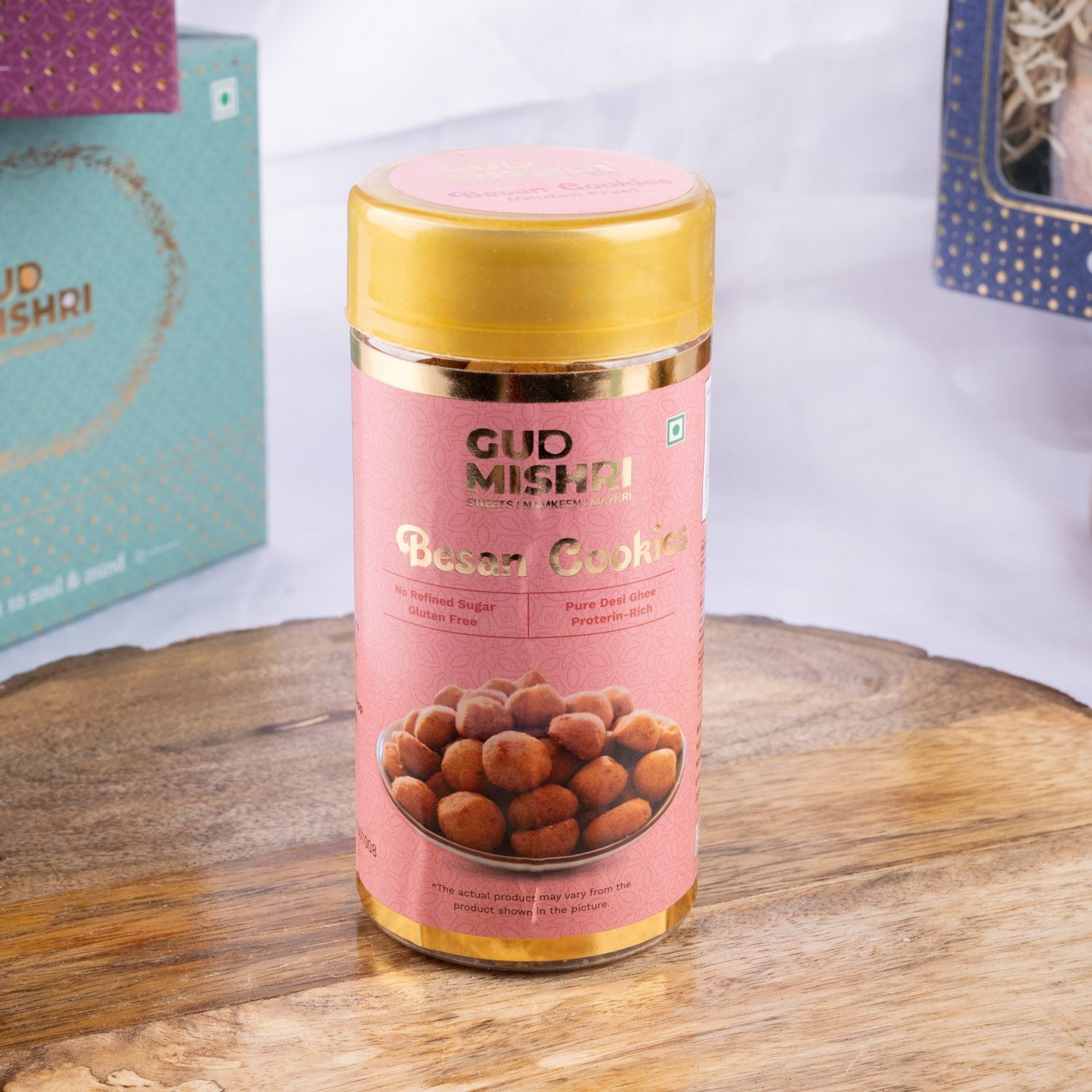 Gift Box - CD | Cashew Cookies, Coconut Cookies, Chocochips Cookies, Hazelnut Cookies, Besan Cookies - Gud Mishri