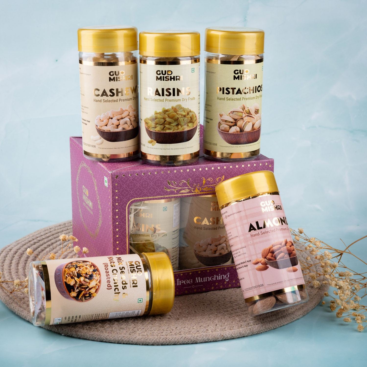 Gift Box - DFD | Kaju, Badam, Kismis, Pista, Mix Seeds Crunchy - Gud Mishri
