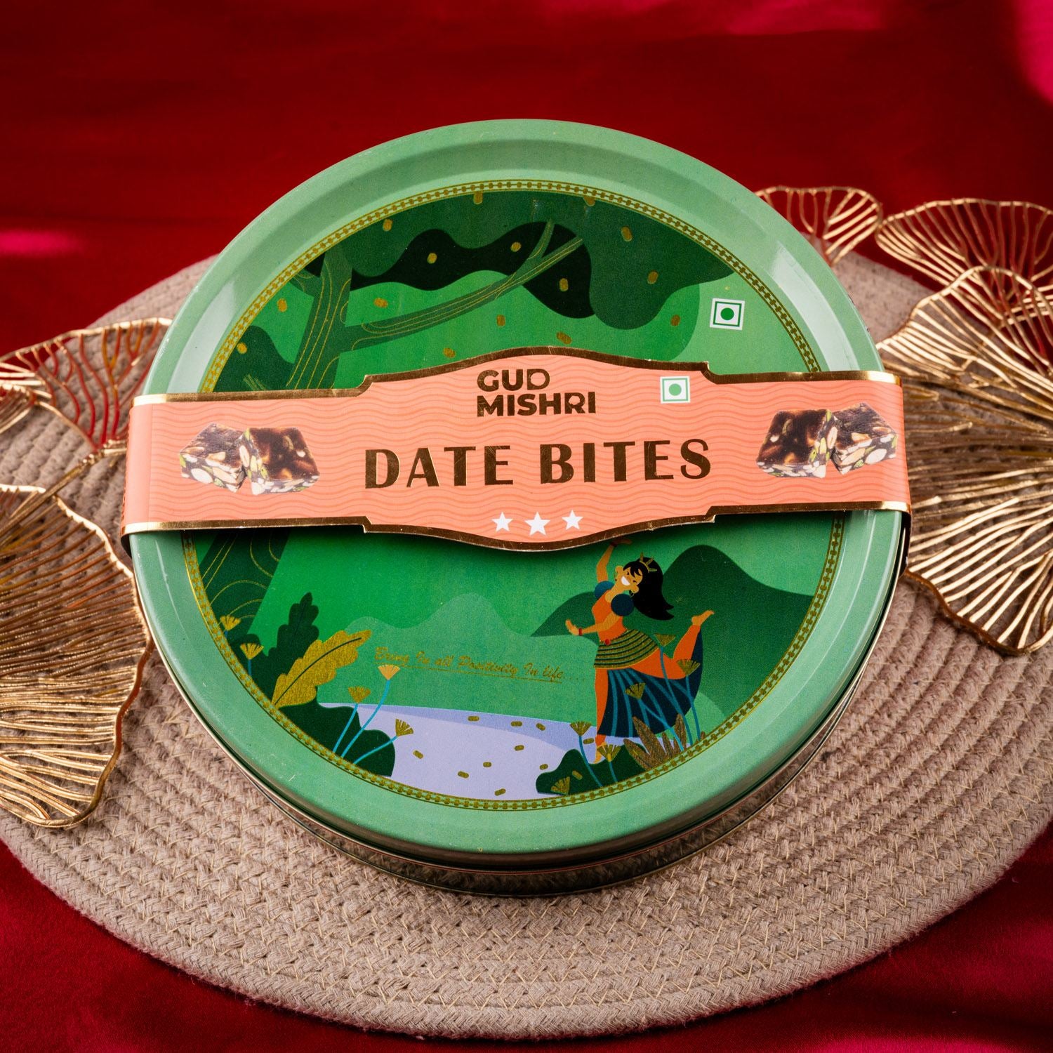 Date Bites Round Tin Box - Gud Mishri