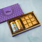 Gud Mishri Diwali Gift Hamper - BB02 | Chana Badam Mithai 225gm, Bikaneri Bhujiya 70gm, Milky Mathri 100gm  | Premium Festive Gift Box - Gud Mishri