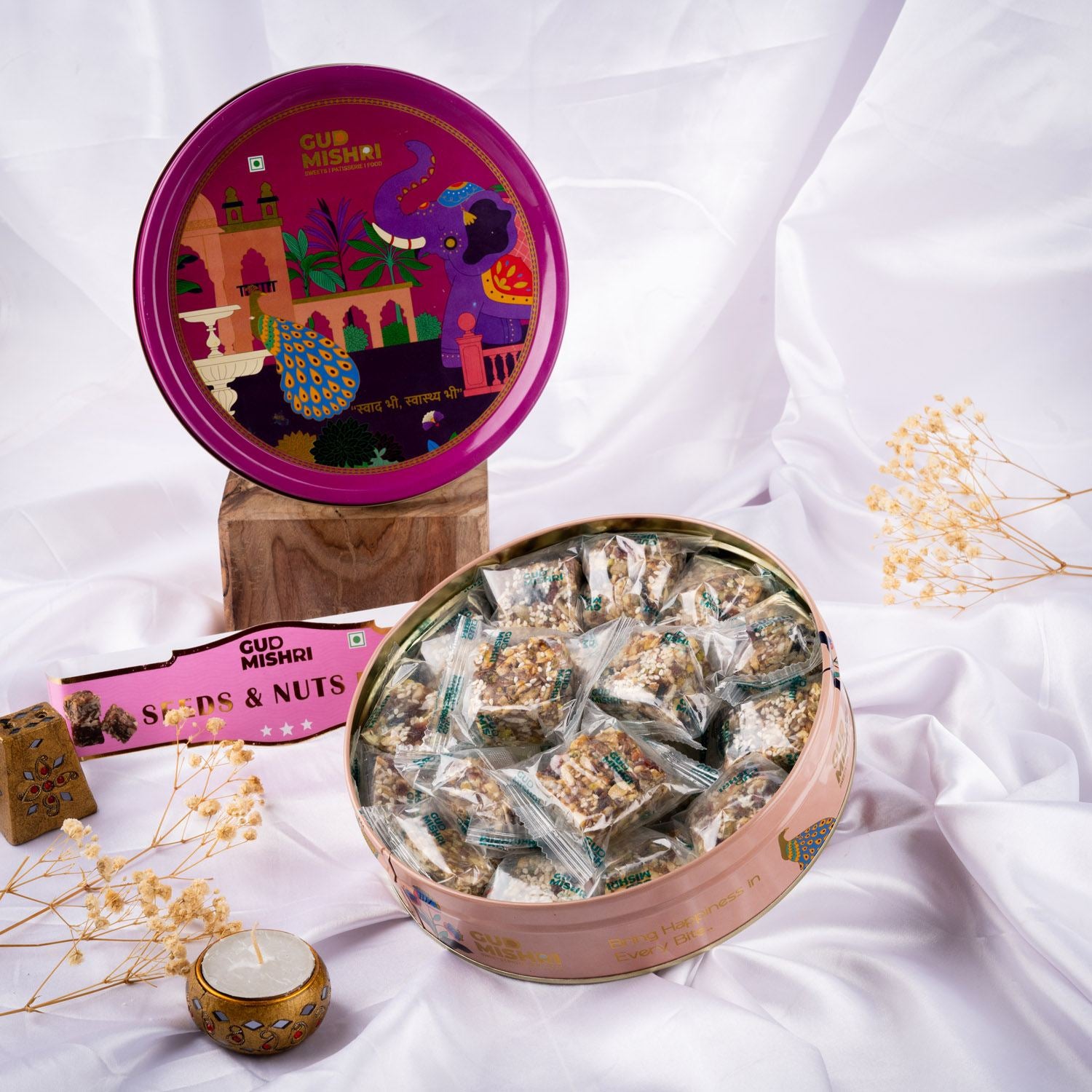 Seeds Delight Round Tin Box - Gud Mishri