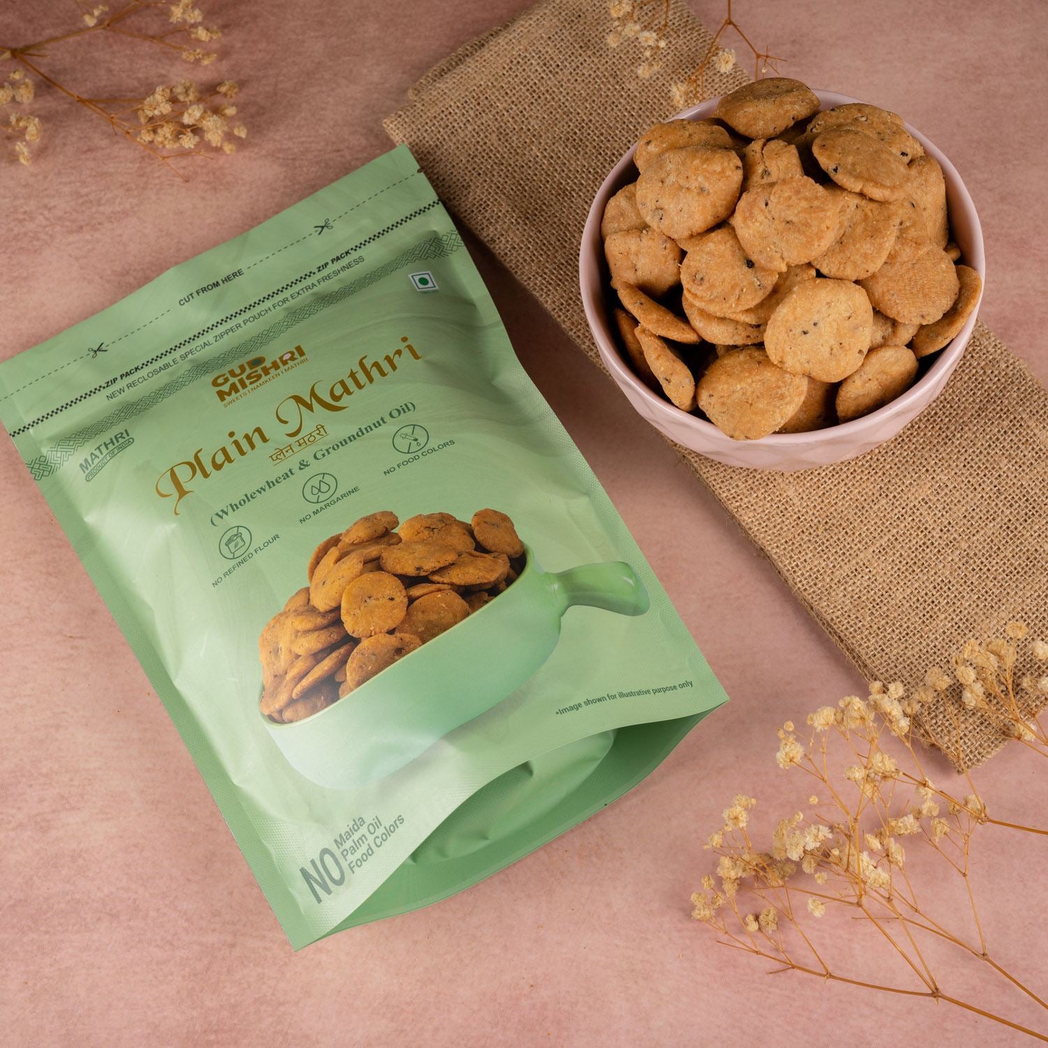 Plain Aata Mathri-400gms - Gud Mishri