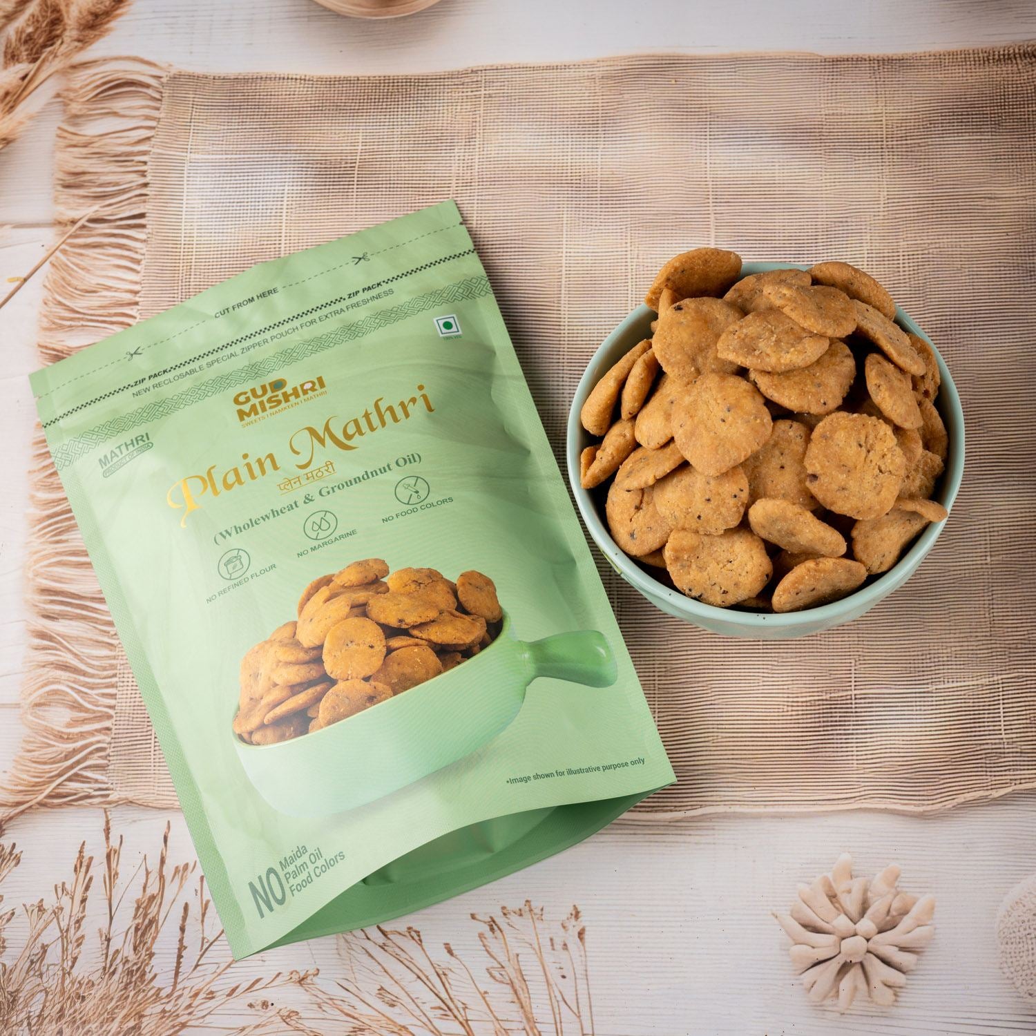 Plain Aata Mathri-400gms - Gud Mishri
