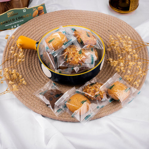Assorted Cookies Round Tube Box (370 gm) - Gud Mishri