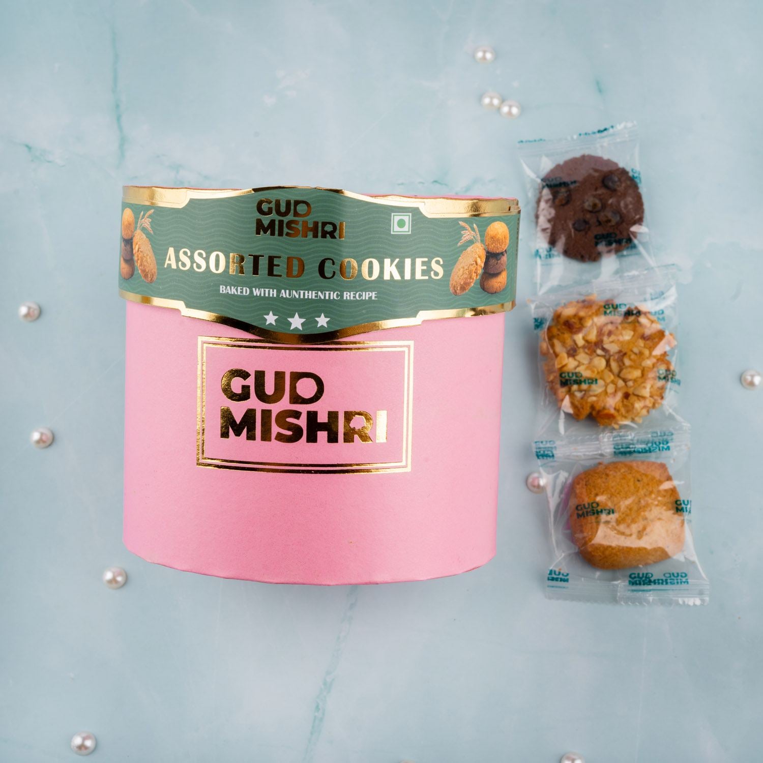 Assorted Cookies Round Tube Box (370 gm) - Gud Mishri