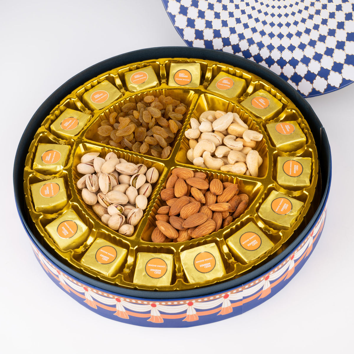 Chana Badam Mishri Barfi and Roasted Dry Fruit Gift Hamper (DGH-17)