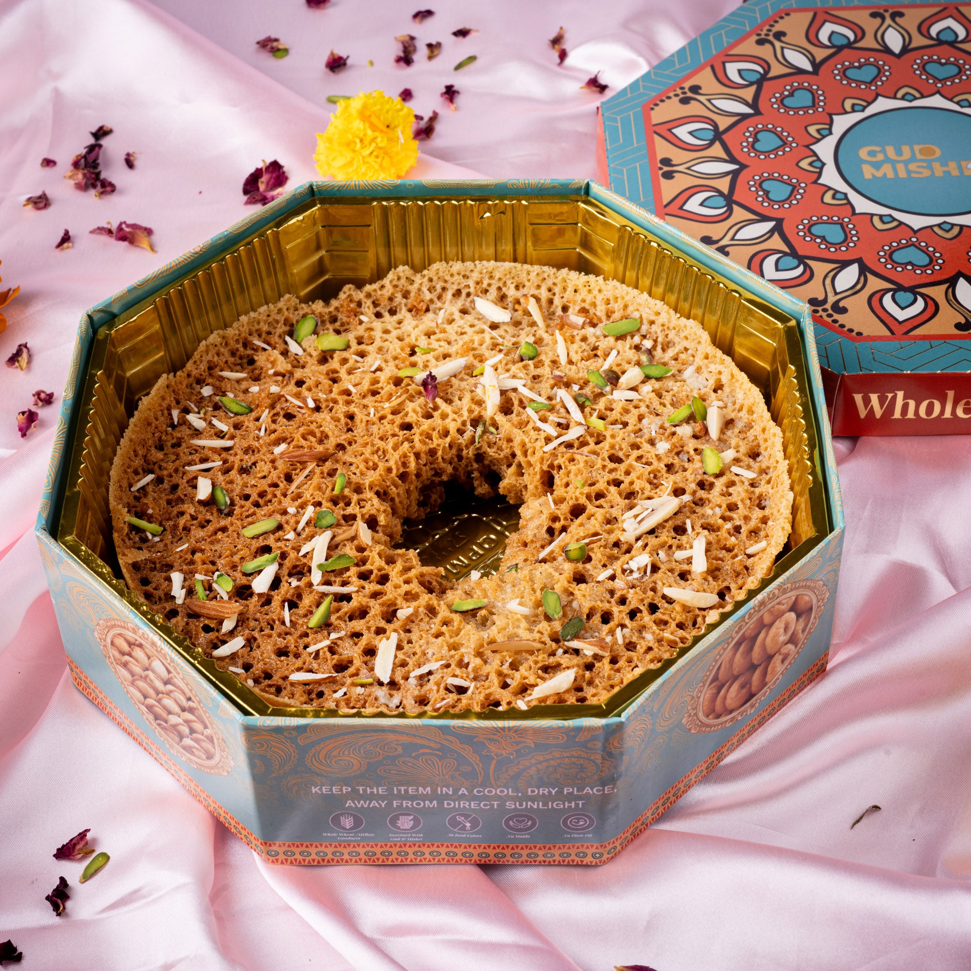 Whole Wheat Mishri Chasni Ghewar (Bada) - Gud Mishri