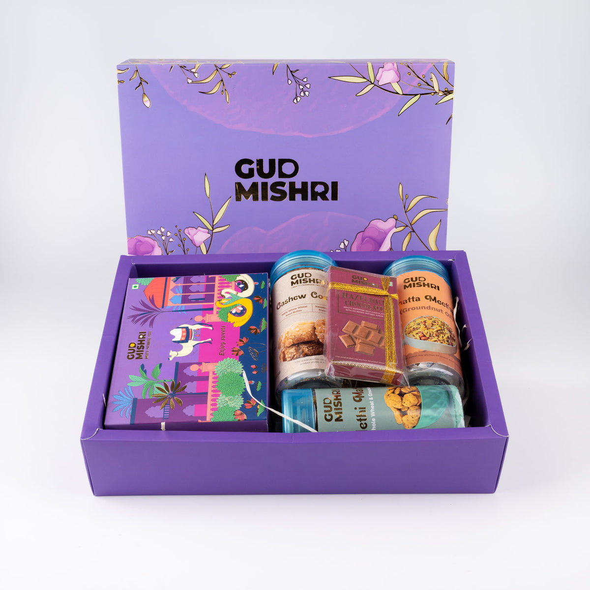 Cookies, Namkeen, Chana Badam Barfi, and Chocolate Gift Hamper (DGH-46)