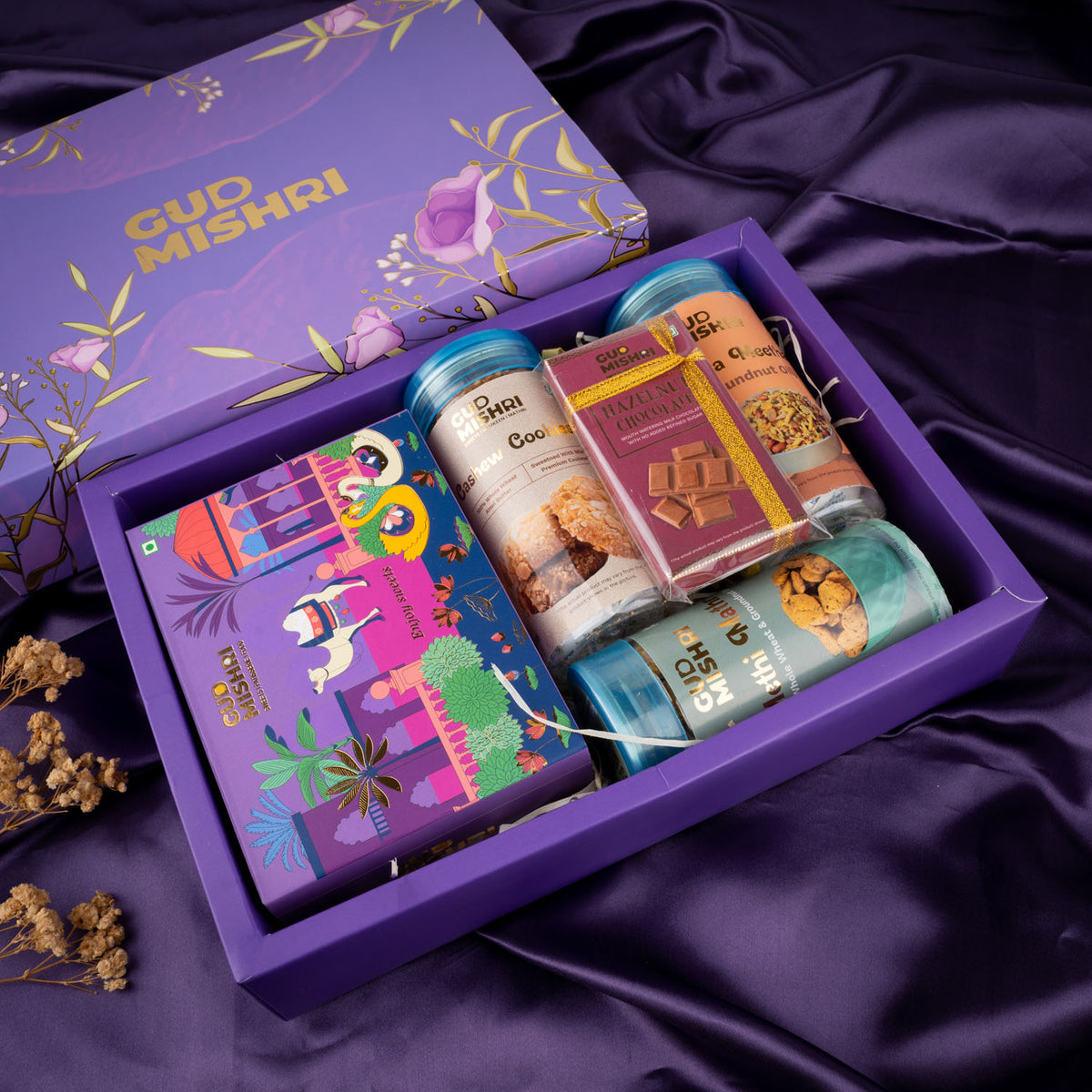 Cookies, Namkeen, Chana Badam Barfi, and Chocolate Gift Hamper (DGH-46)