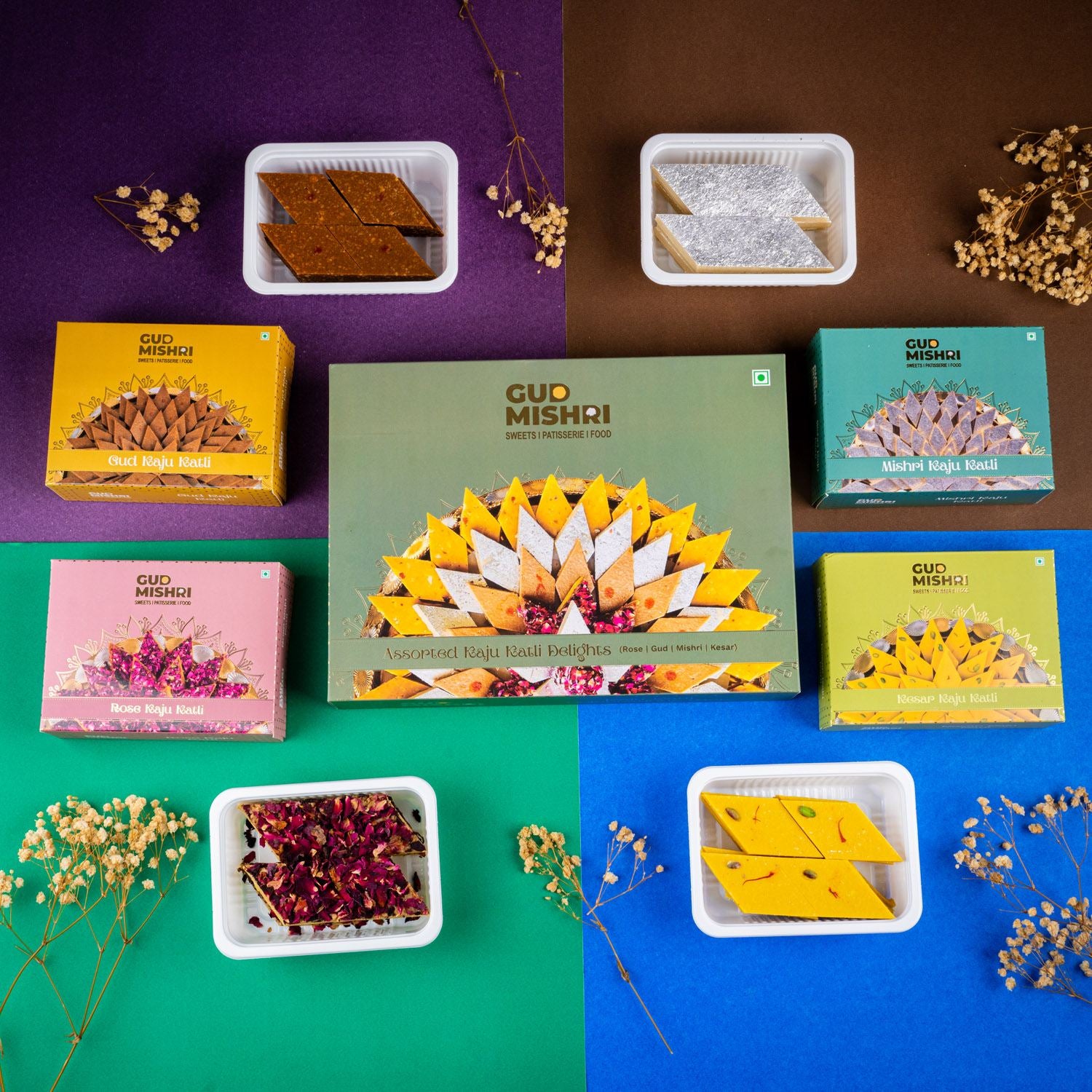 Kaju Katli Celebration Pack (800gm) (Mix Sweet Box) - Gud Mishri