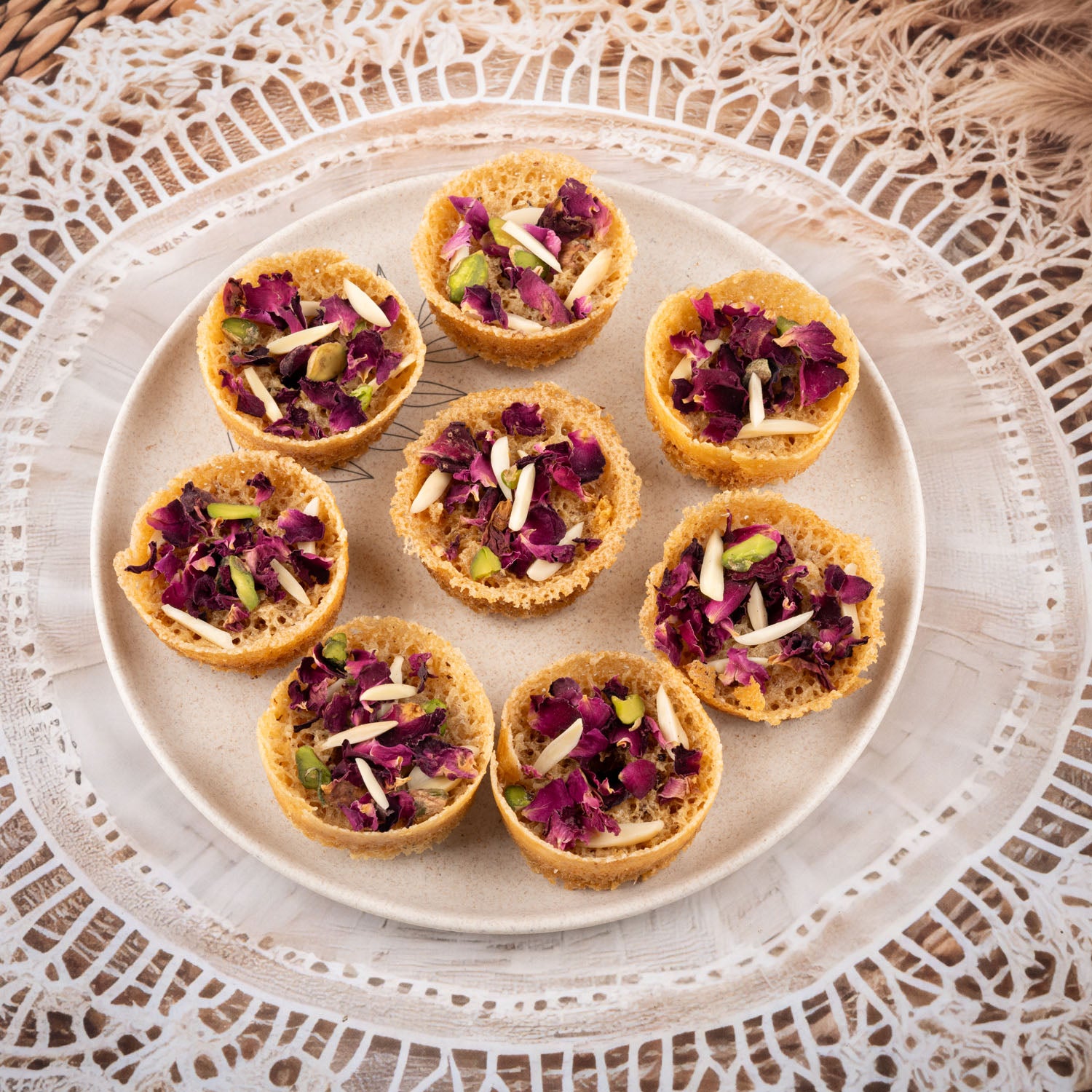 Whole Wheat Tini Mini Mishri Chasni Ghewar (9 Pcs)