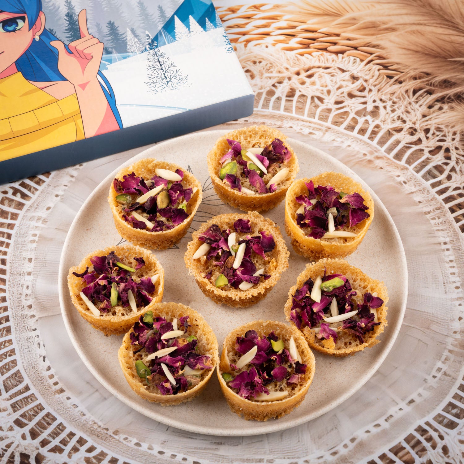 Whole Wheat Tini Mini Mishri Chasni Ghewar (9 Pcs)