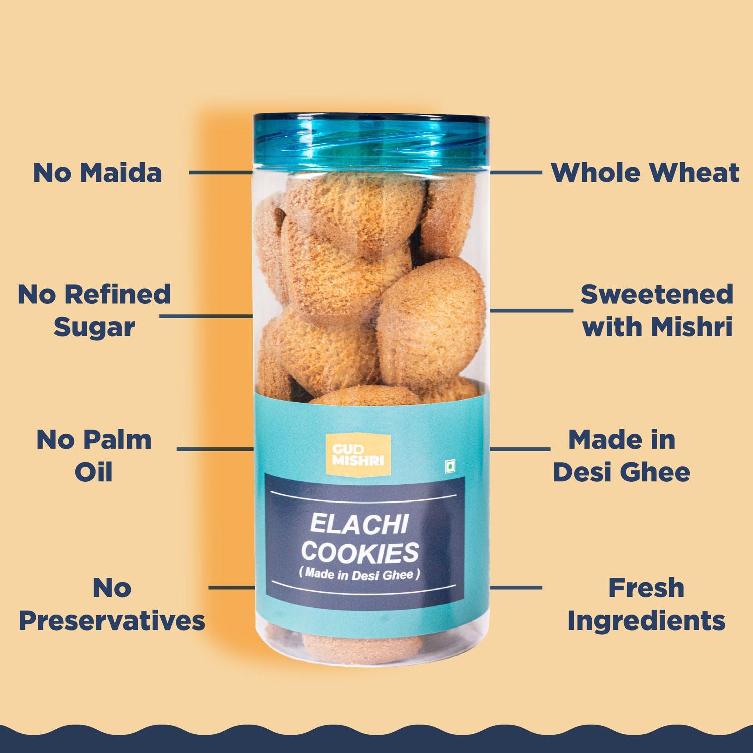 Elaichi Cookies (200gm) - Gud Mishri