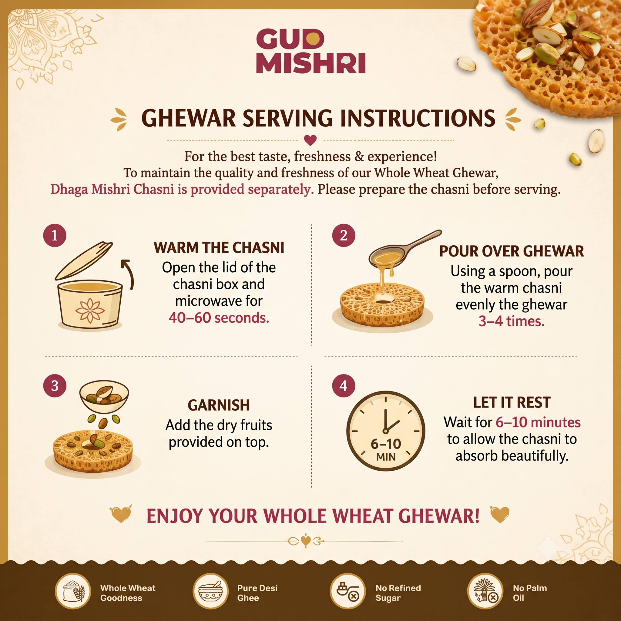 Whole Wheat Mini Mishri Chasni Ghewar