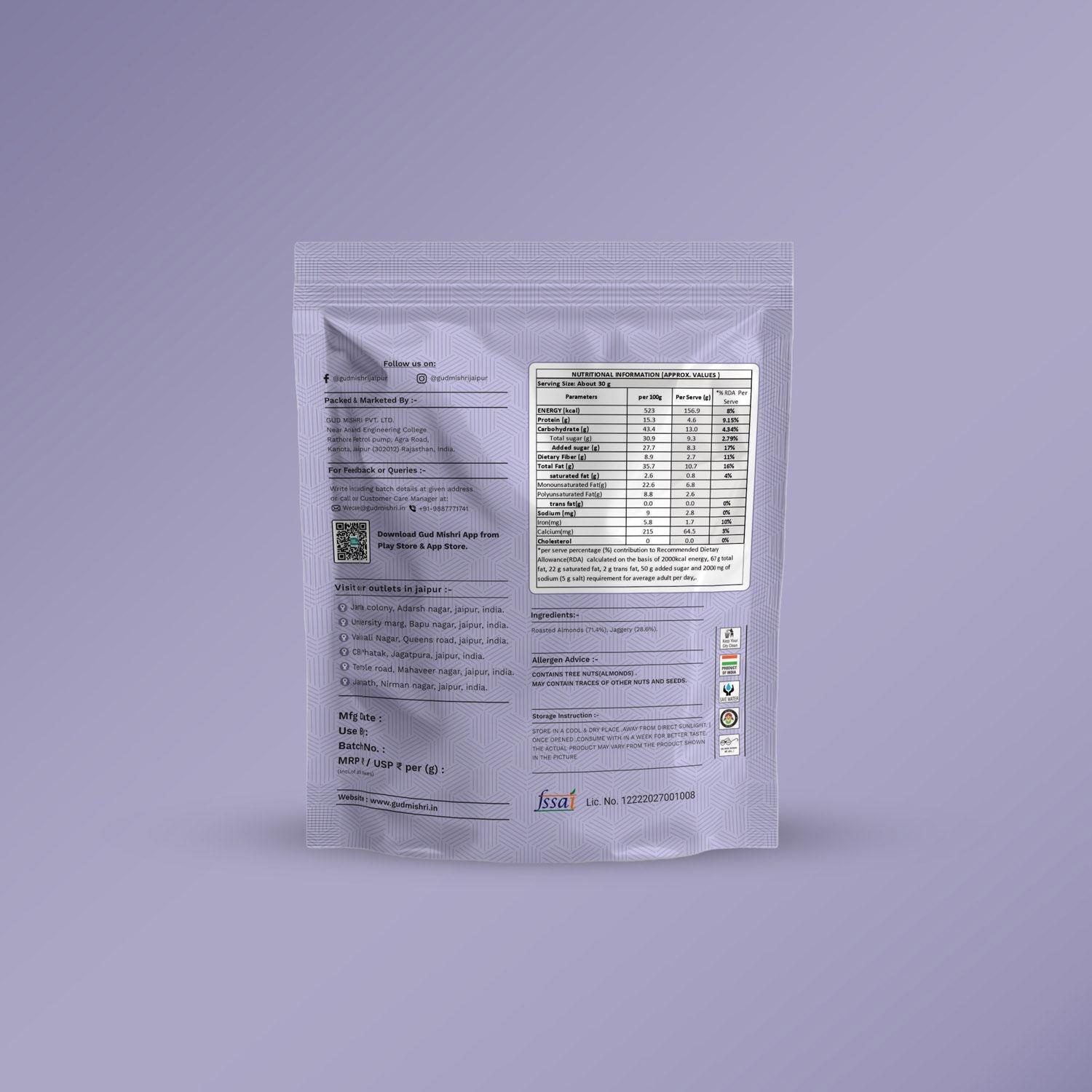 Gud Almond (70gm) - Gud Mishri