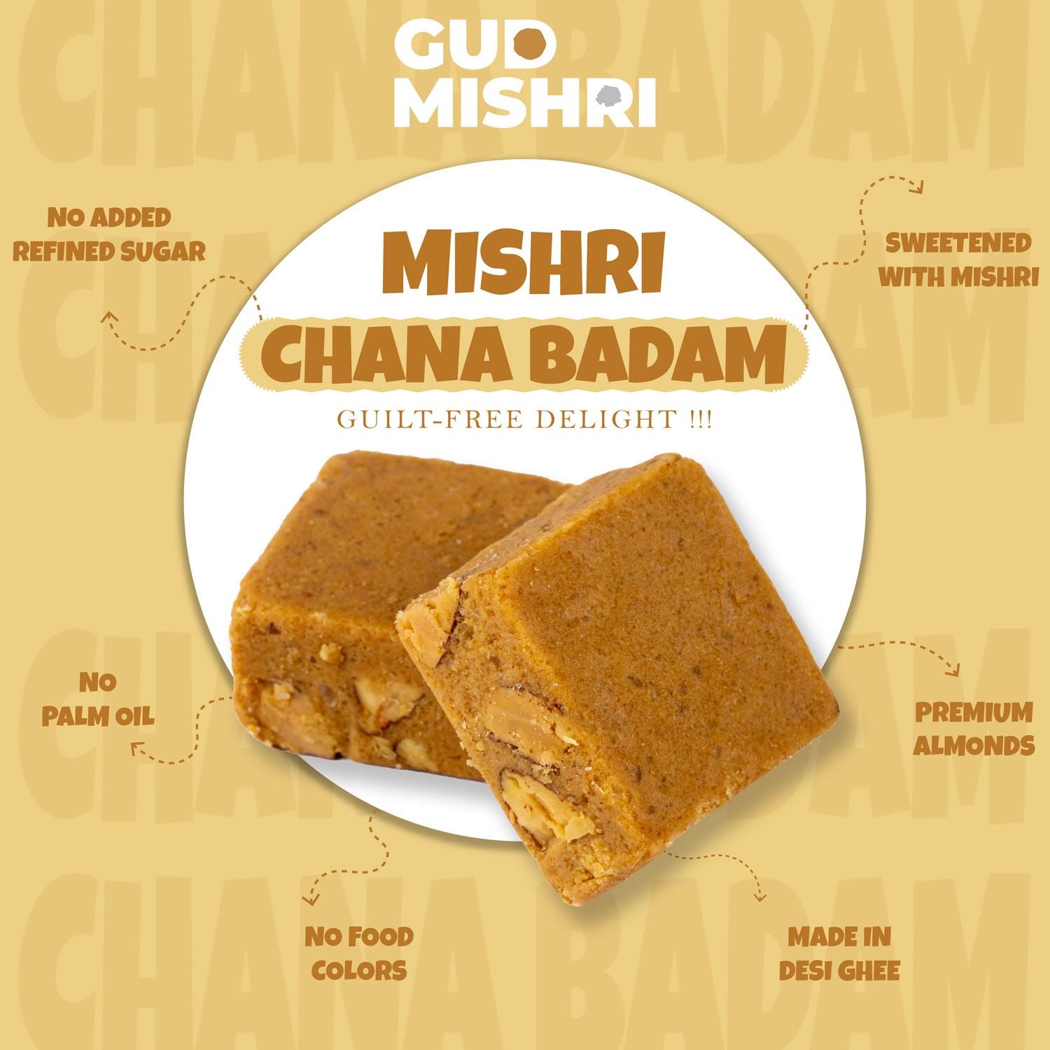 Chana Badam Barfi - Gud Mishri