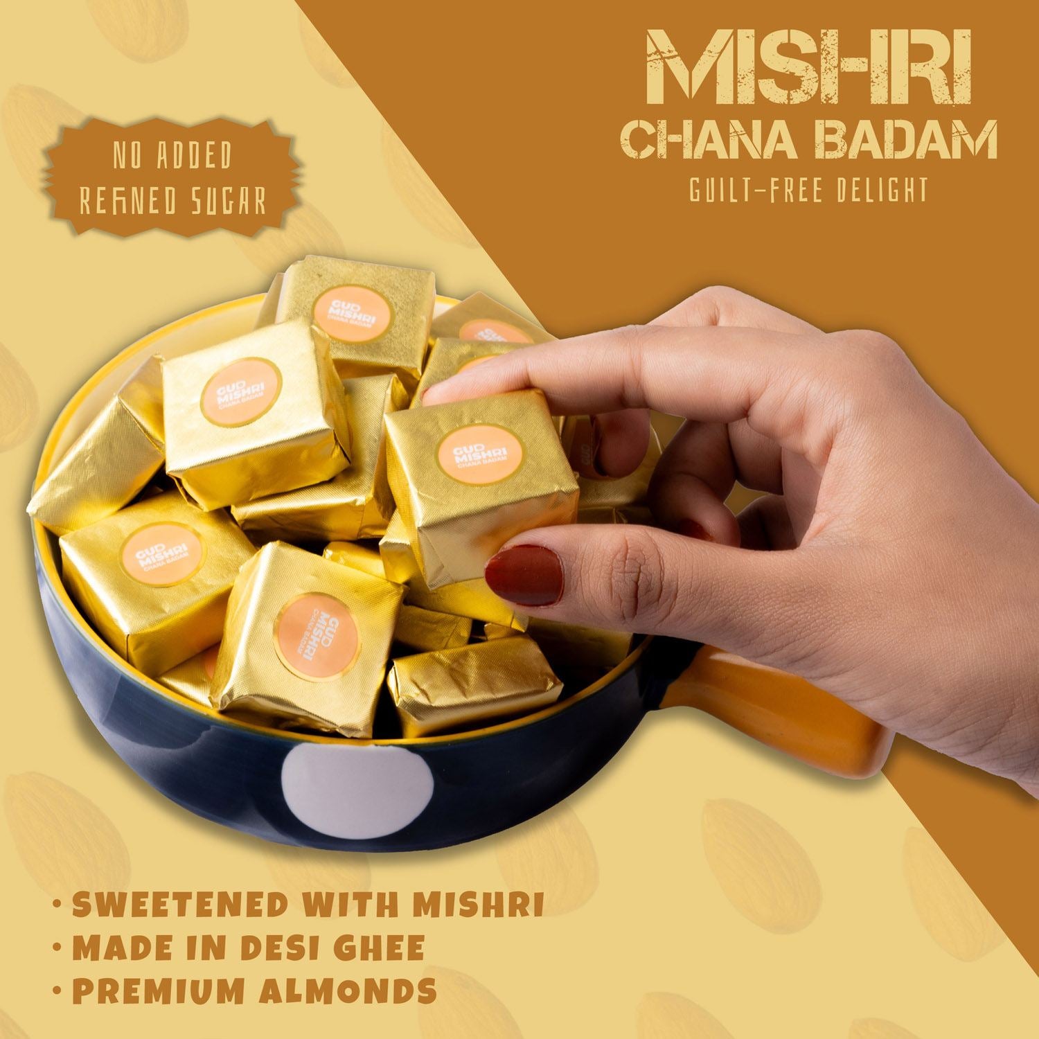Chana Badam Barfi - Gud Mishri