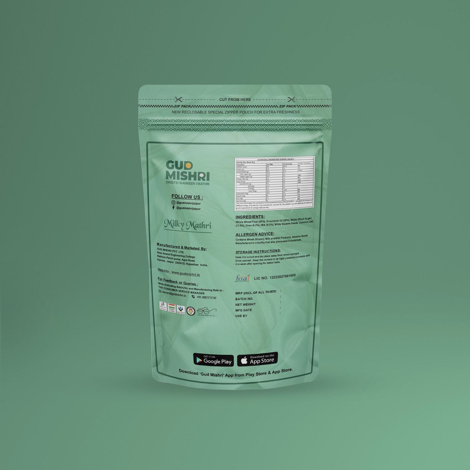 Milky Aata Mathri (400gm) - Gud Mishri