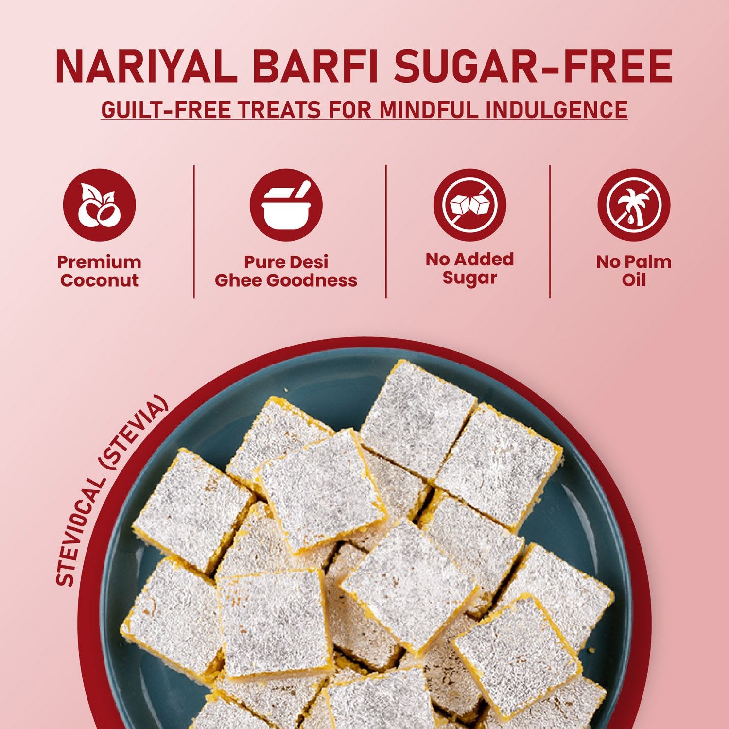 Nariyal Barfi Kesar (Sugar-Free) - Gud Mishri