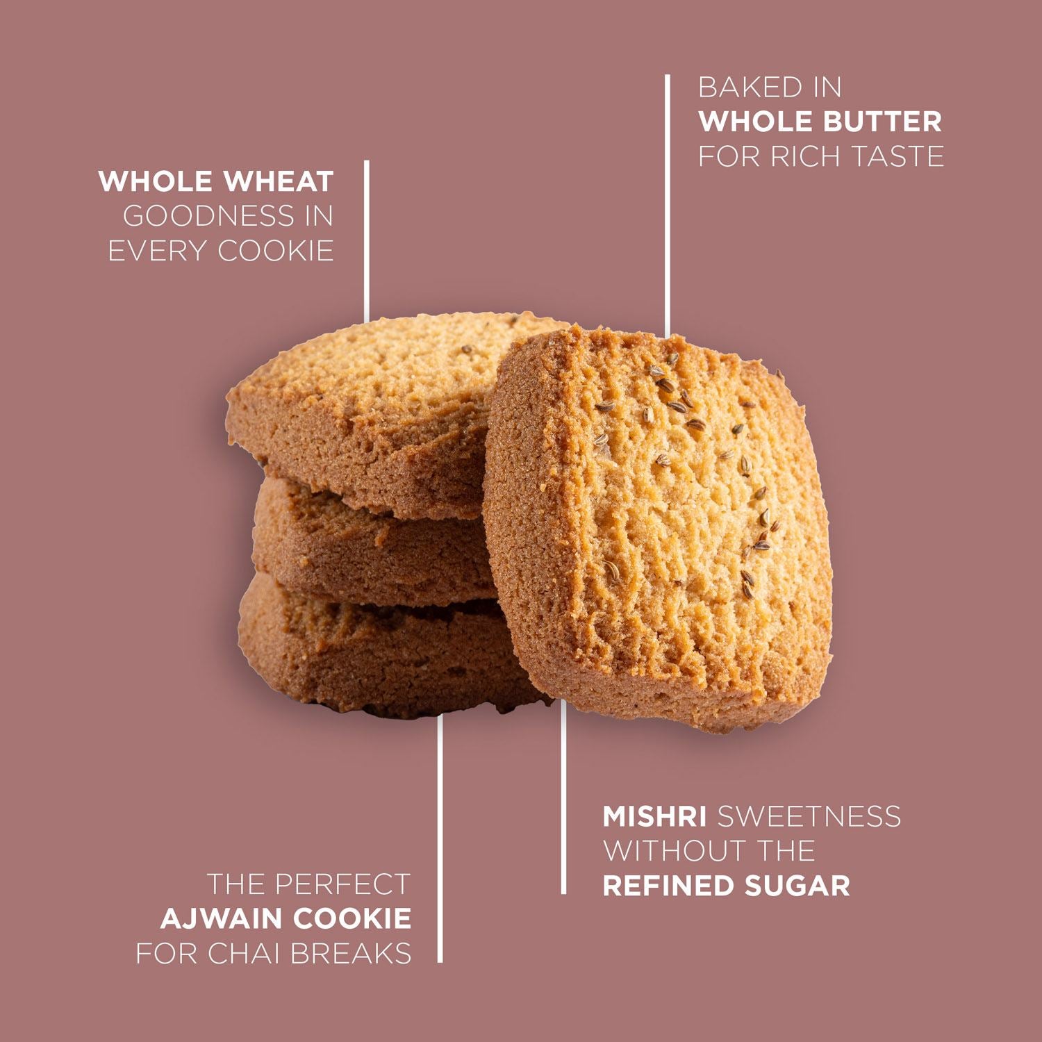Ajwain Cookies (150gm) - Gud Mishri