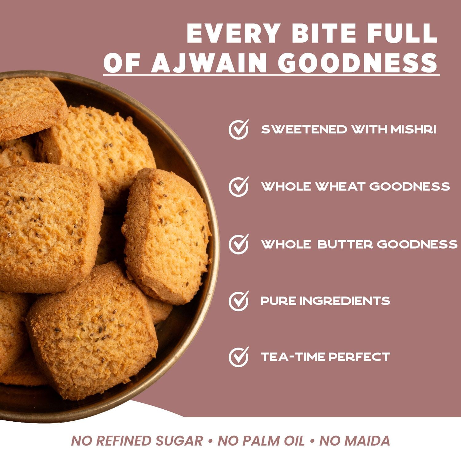 Ajwain Cookies (150gm) - Gud Mishri
