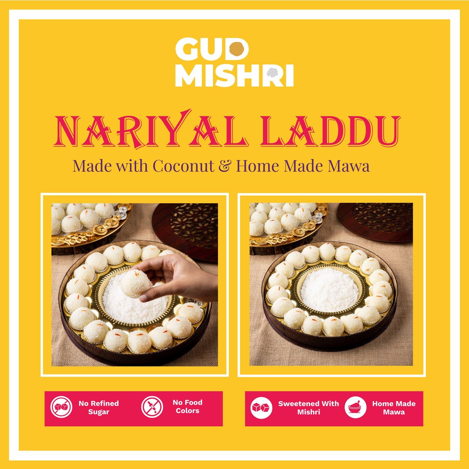 Nariyal Laddu Mishri - Gud Mishri