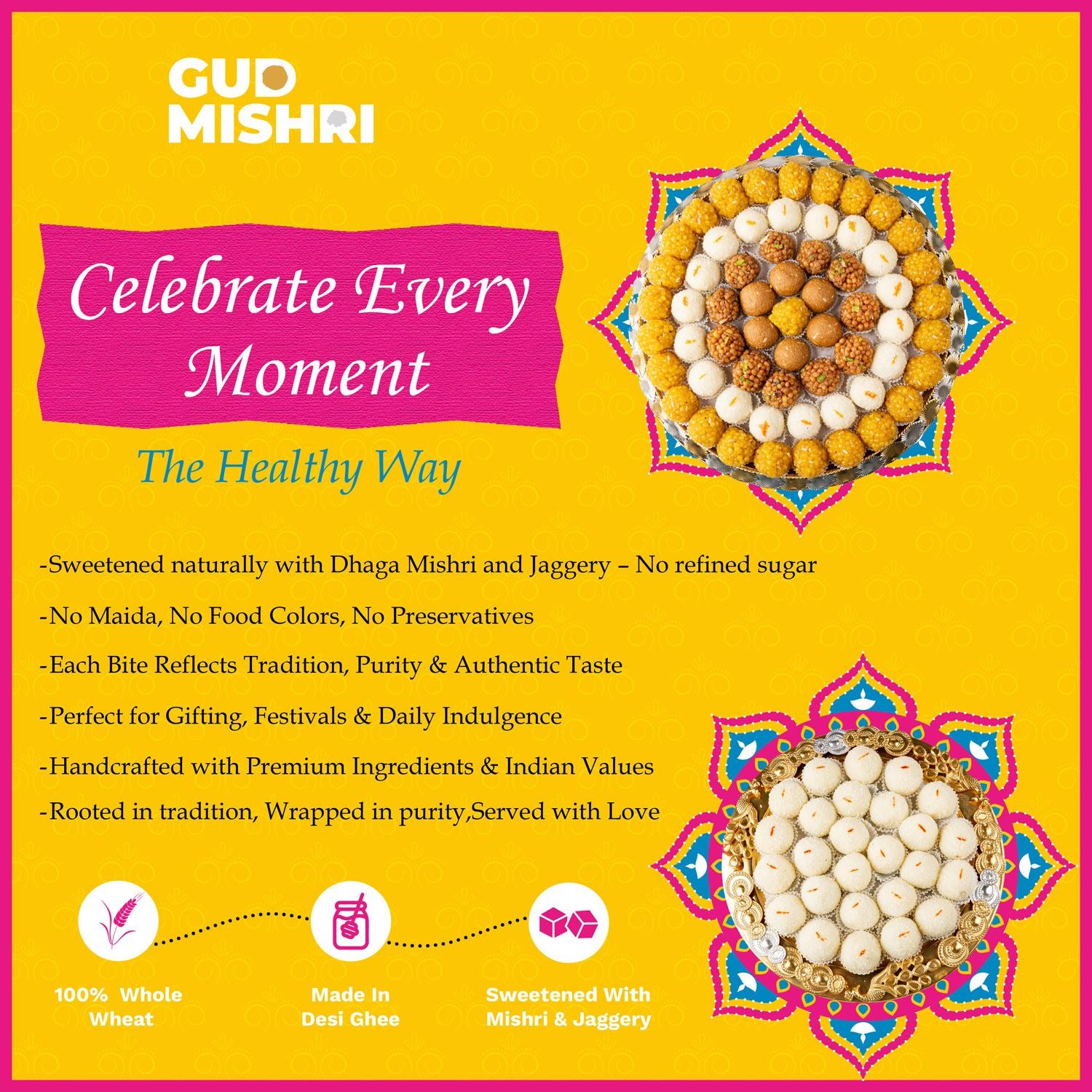 Nariyal Laddu Mishri - Gud Mishri