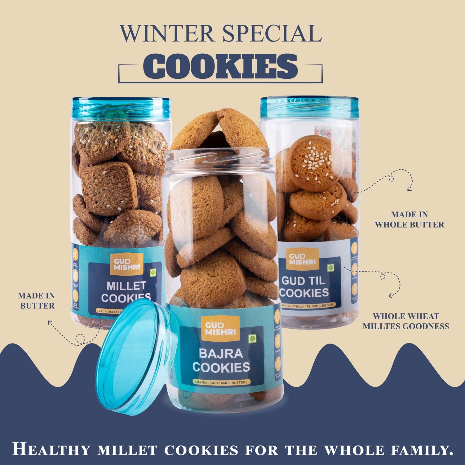 Bajra Cookies (280gm) - Gud Mishri