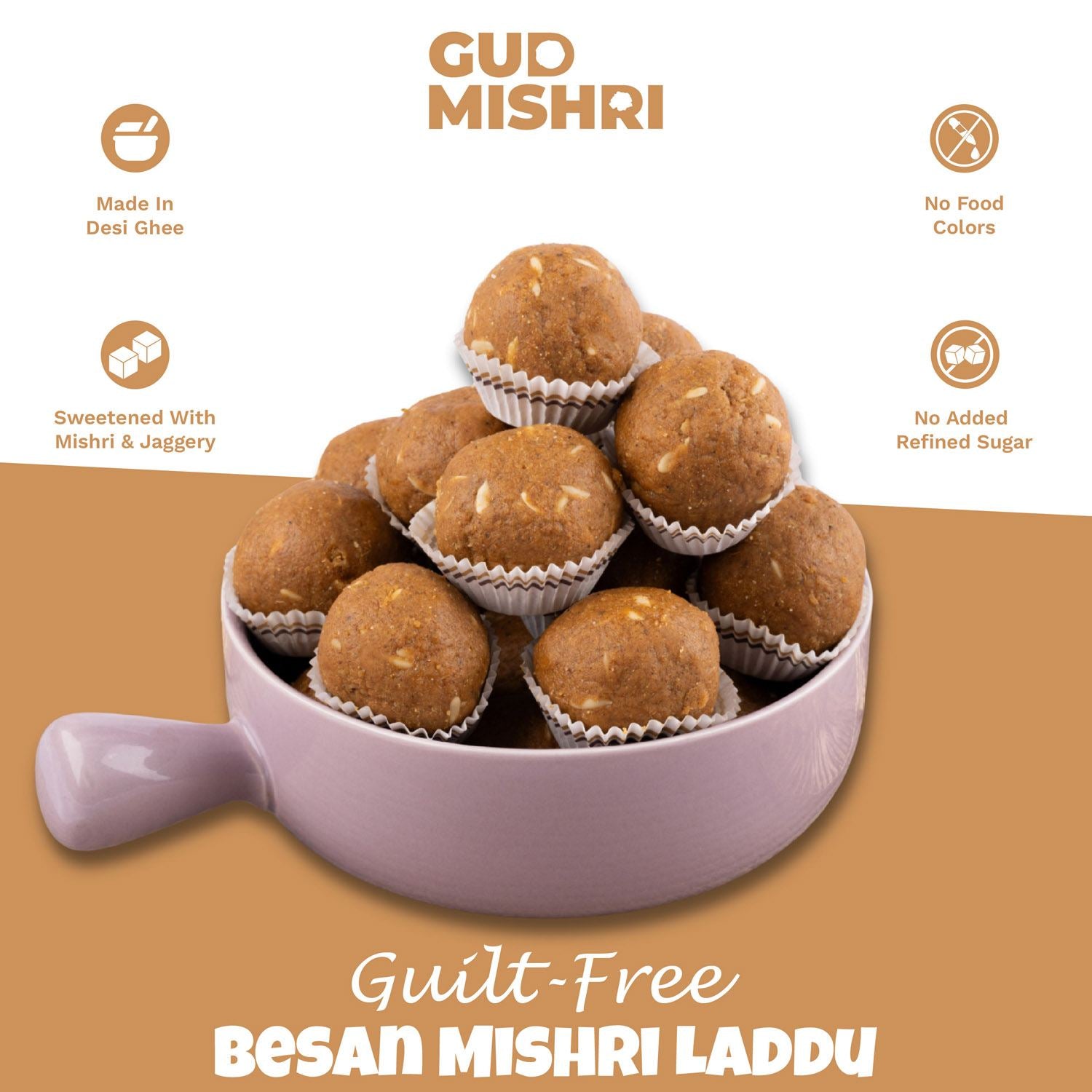 Besan Laddu Mishri - Gud Mishri