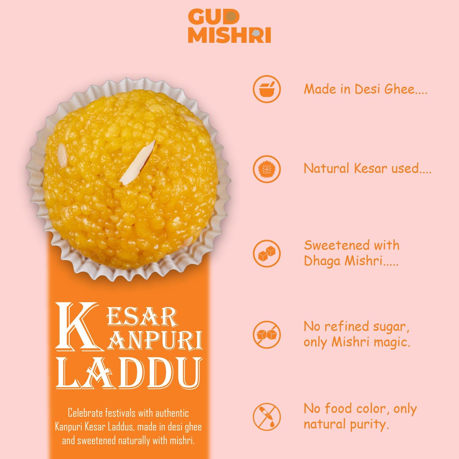 Kesar Kanpuri Laddu - Gud Mishri